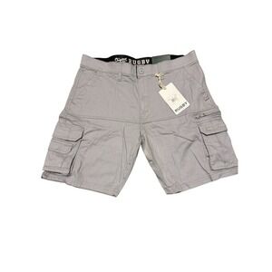 Rugby University Cargo Utility 7 Pocket Shorts Flex Gray 34, 9in Inseam NWT